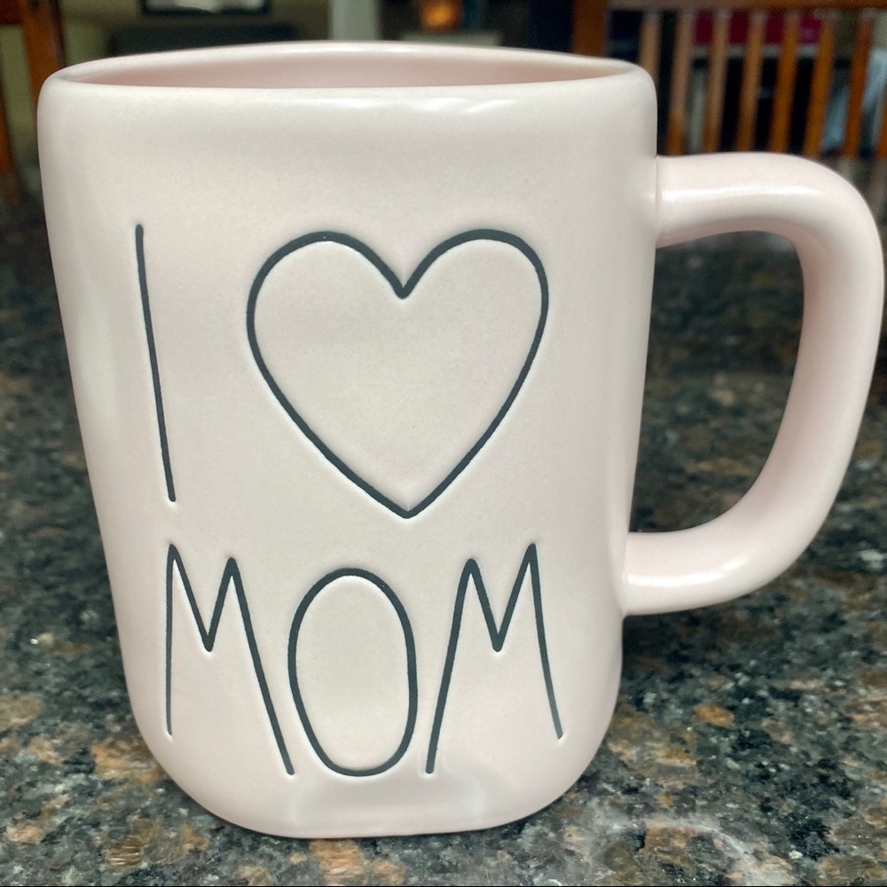 Rae Dunn I ❤️ Mom Coffee Mug Pale Pink